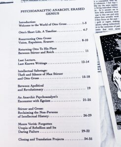 Table of Contents, Otto Gross Zine