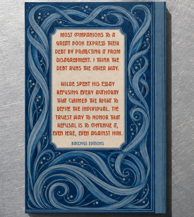 Back cover of The Unfinished Individual: In Conversation with Oscar Wilde's The Soul of Man under Socialism featuring a quotation from the book.